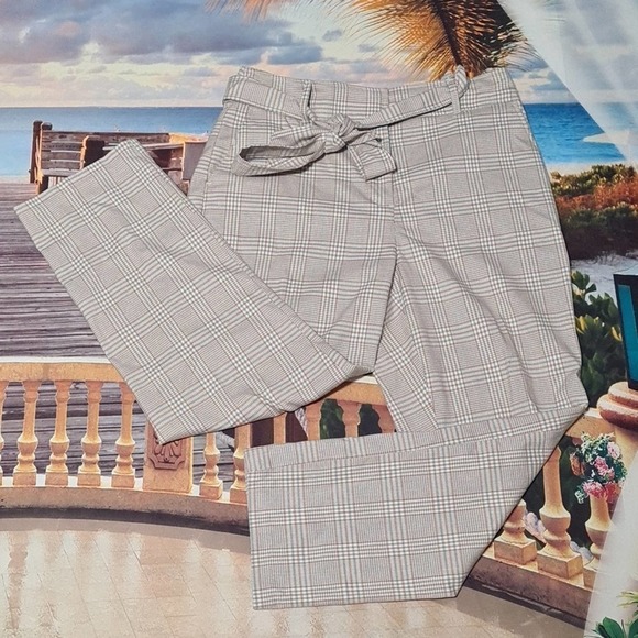 Joie Plaid Checkered Tie Up Pants Size 10 - Picture 1 of 6